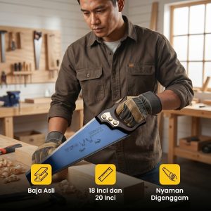 Lafmata Gergaji Kayu Premium 18" atau 20" Inch Bahan Plat Baja Berkualitas Pegangan Kayu gergaji tajam gergaji bagus gergaji baja gergaji potong