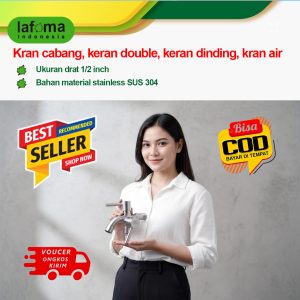 Lafma kran double Keran cabang Dinding Air Stainless SUS 304 Minimalis Chrome Doff Ukuran Drat 1/2 Inch Best Seller