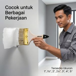 Lafma Promo kuas cat Lafma Premium gagang kayu 1" 1 1/2" 2" 2 1/2" 3" 4" 5" inch bulu tebal kuat anti rontok