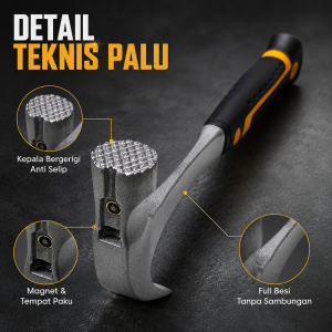 Palu Kambing Gagang Besi Magnetik pilih ukuran 8OZ 0.25kg 16OZ 0.5kg  Merk Lafma palu baja