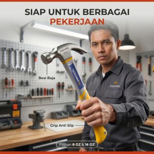 Prowel Palu kambing gagang fiber karet claw hammer 8oz 16oz baja karbon cungkit paku